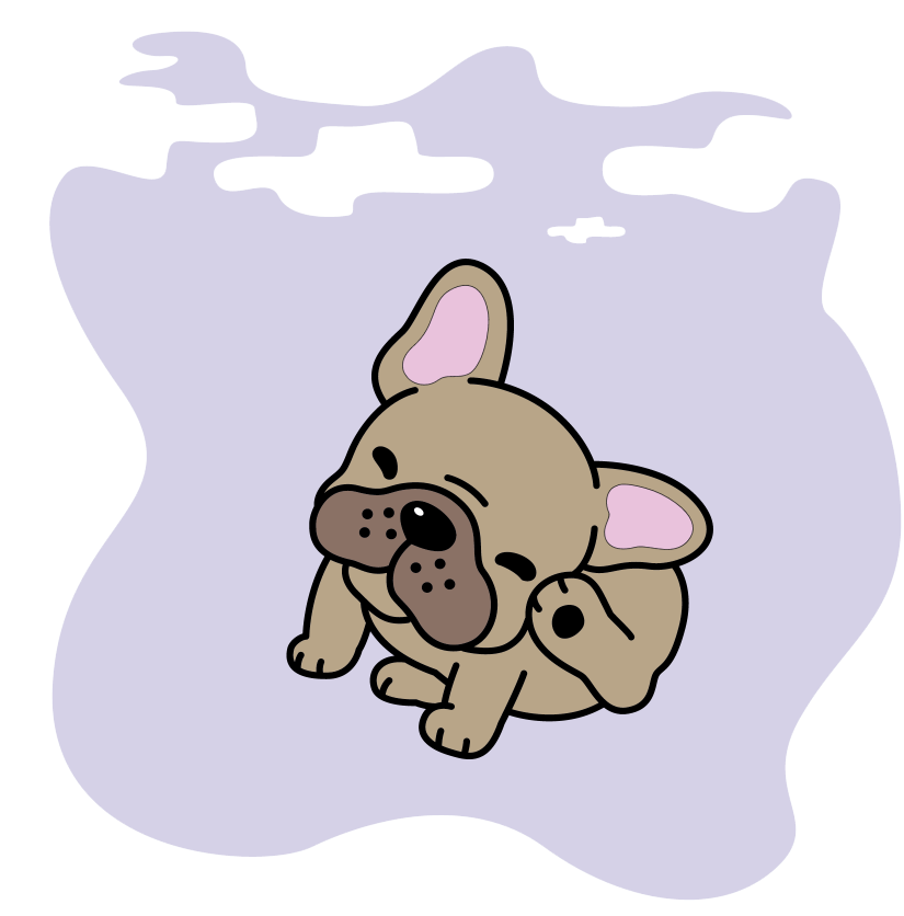 Cute illustration of a puppy lying down and resting